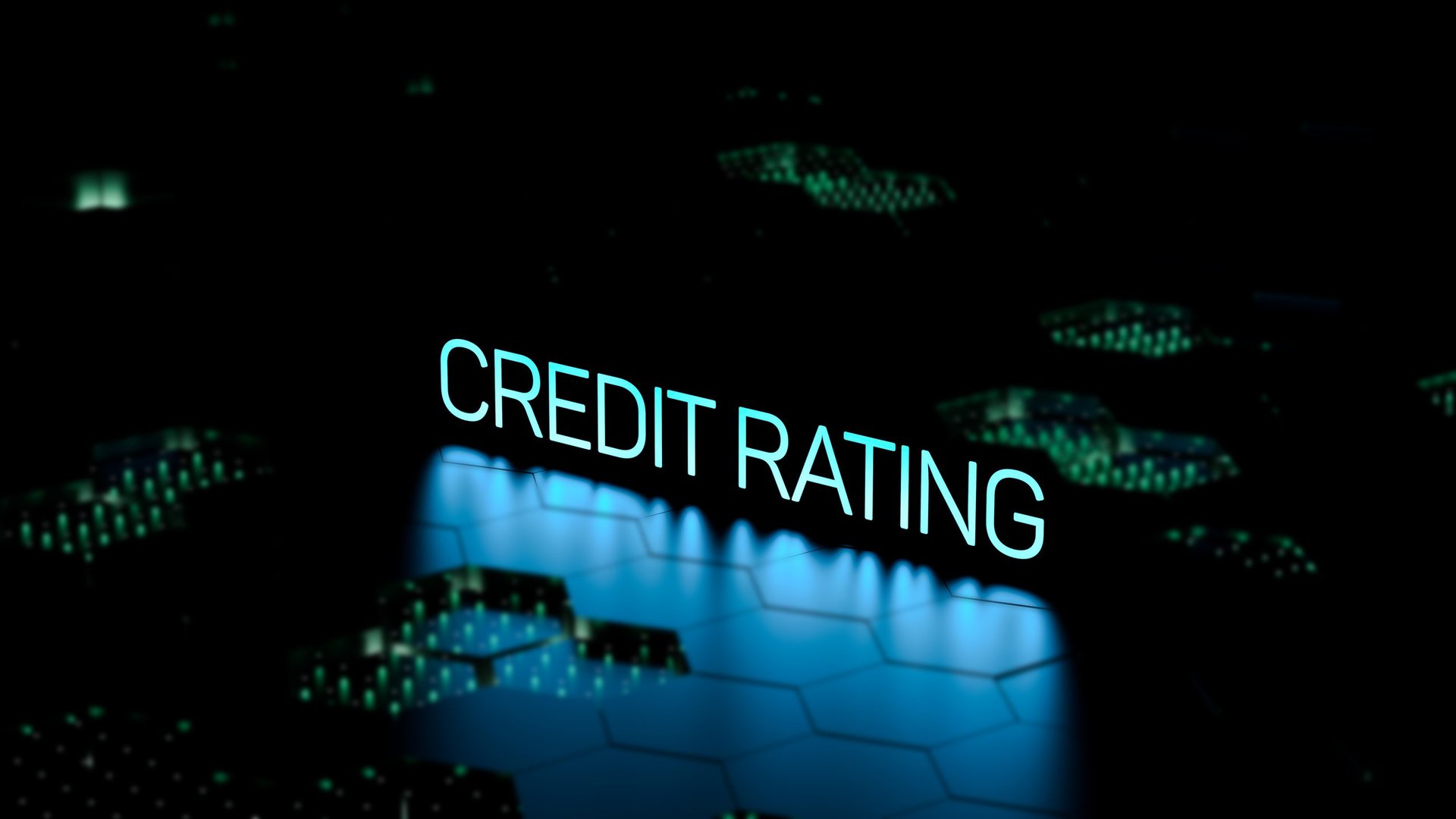 CREDIT RATING text, neon lettering word. Credit rating financial concept,wallpaper.3D render